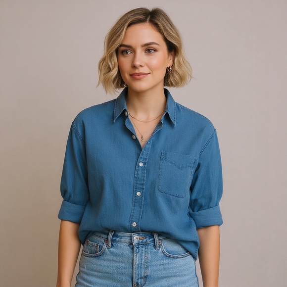 GAP Tops - GAP Women’s Classic Blue Button-Down Shirt Size XL